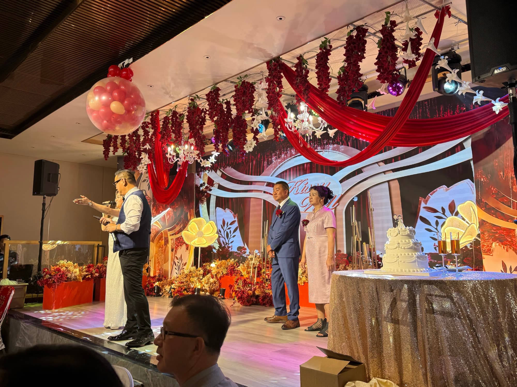 The celebration program on the decorated stage