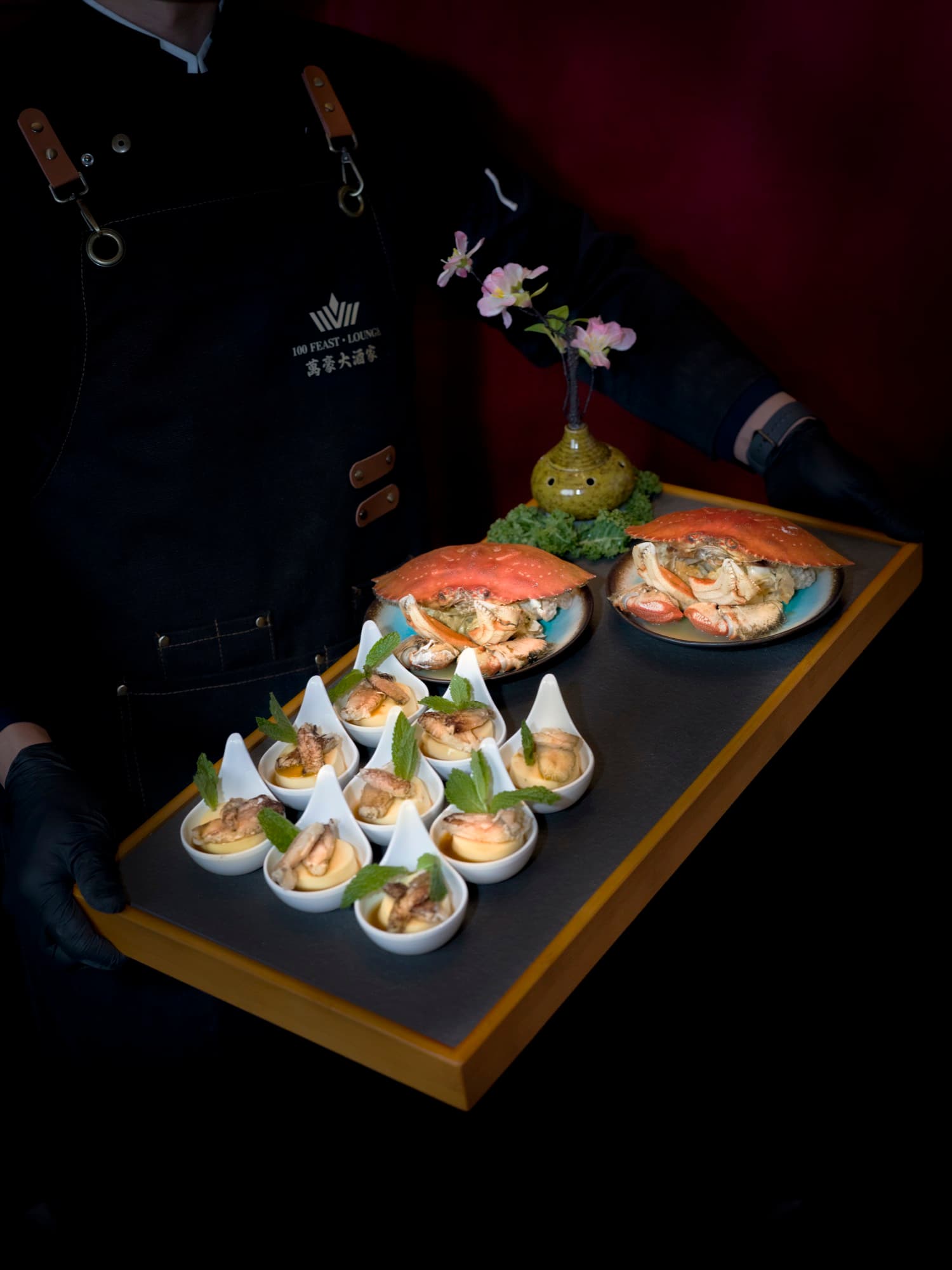 Tableside king crab service