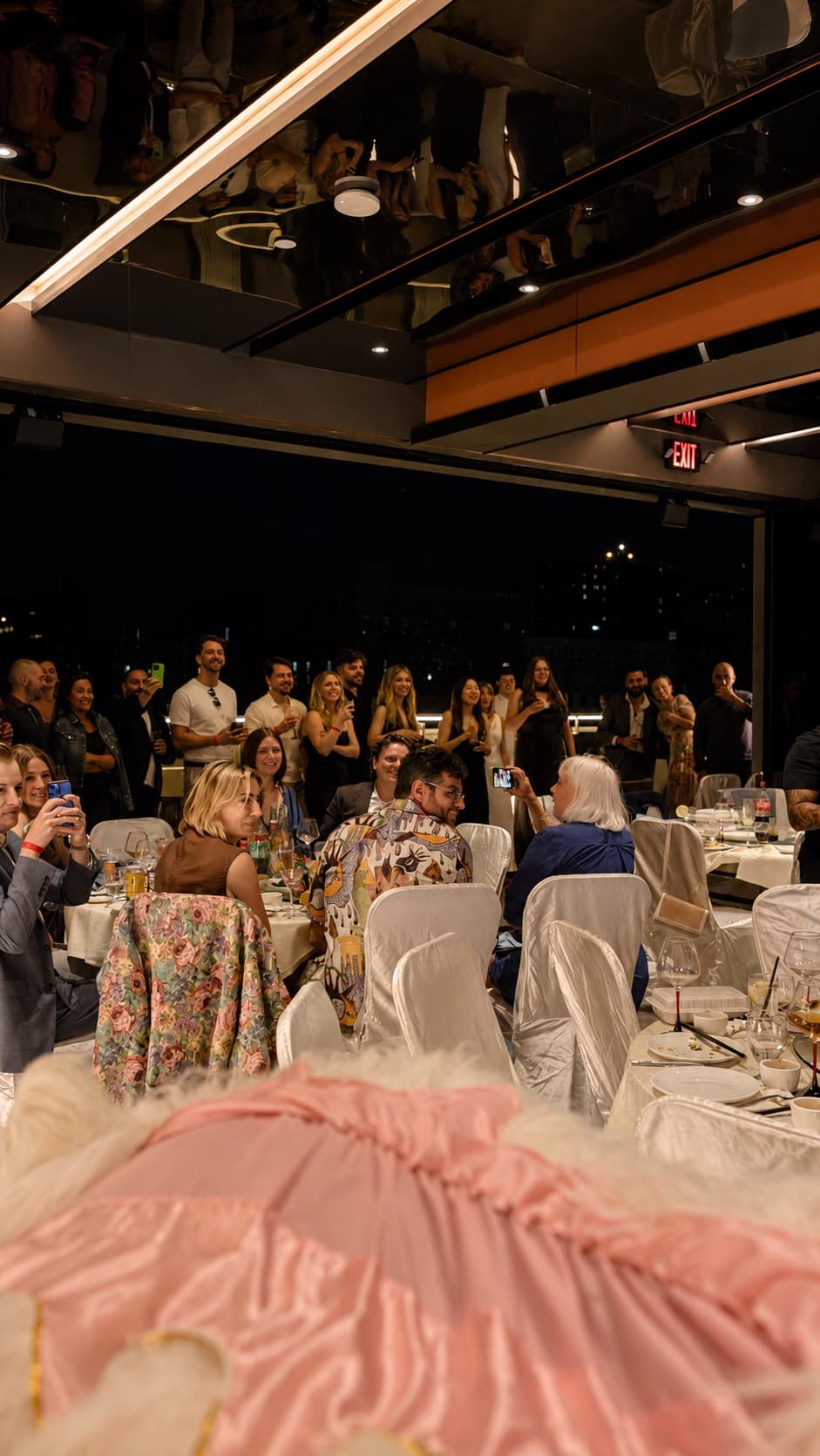 An evening reception on the rooftop terrace