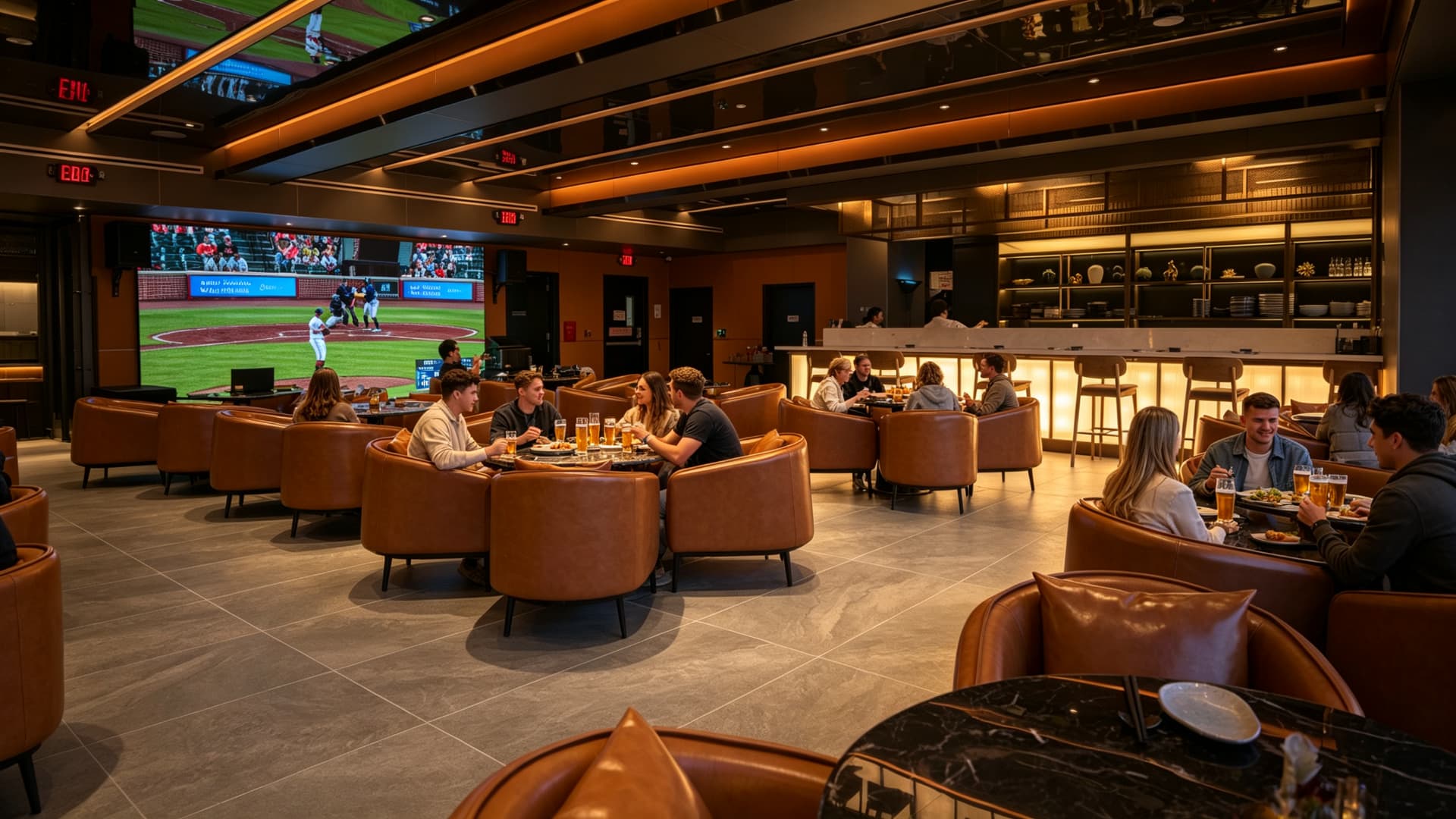 A watch party on the lounge LED media wall