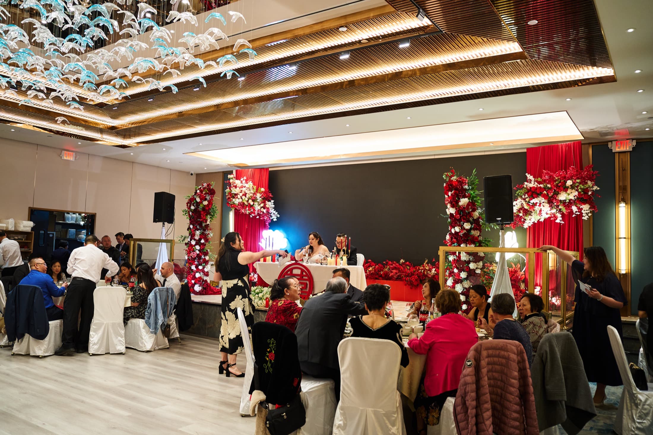 Guests dining at the wedding banquet