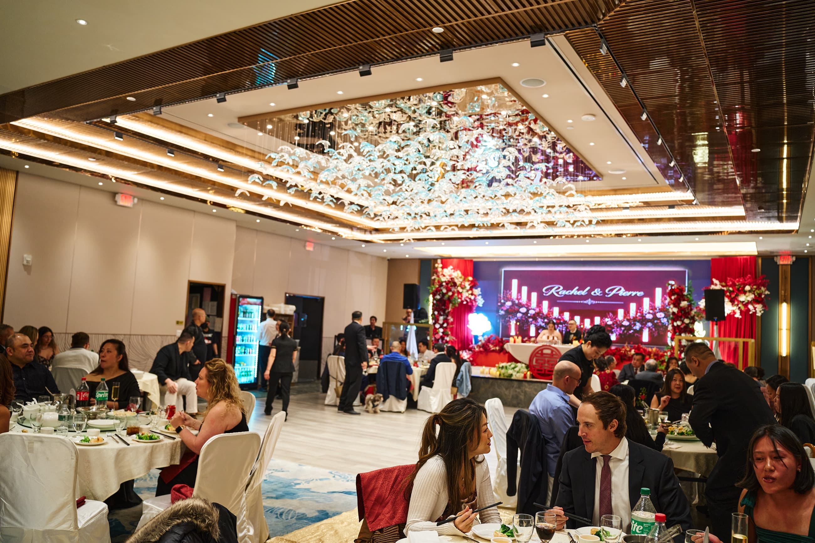 Wedding stage backdrop in the grand ballroom