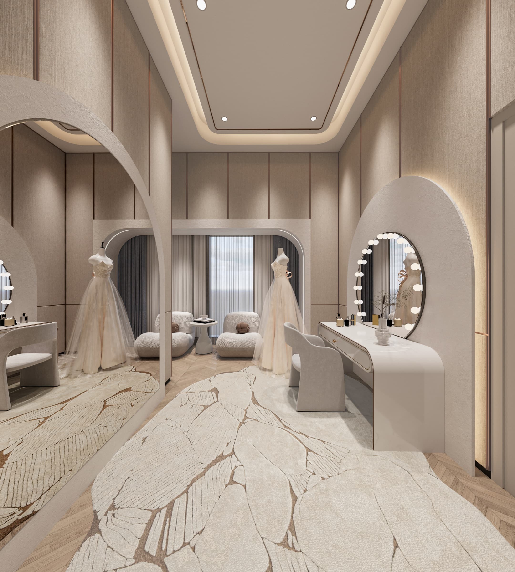 Bridal suite with dressing mirrors