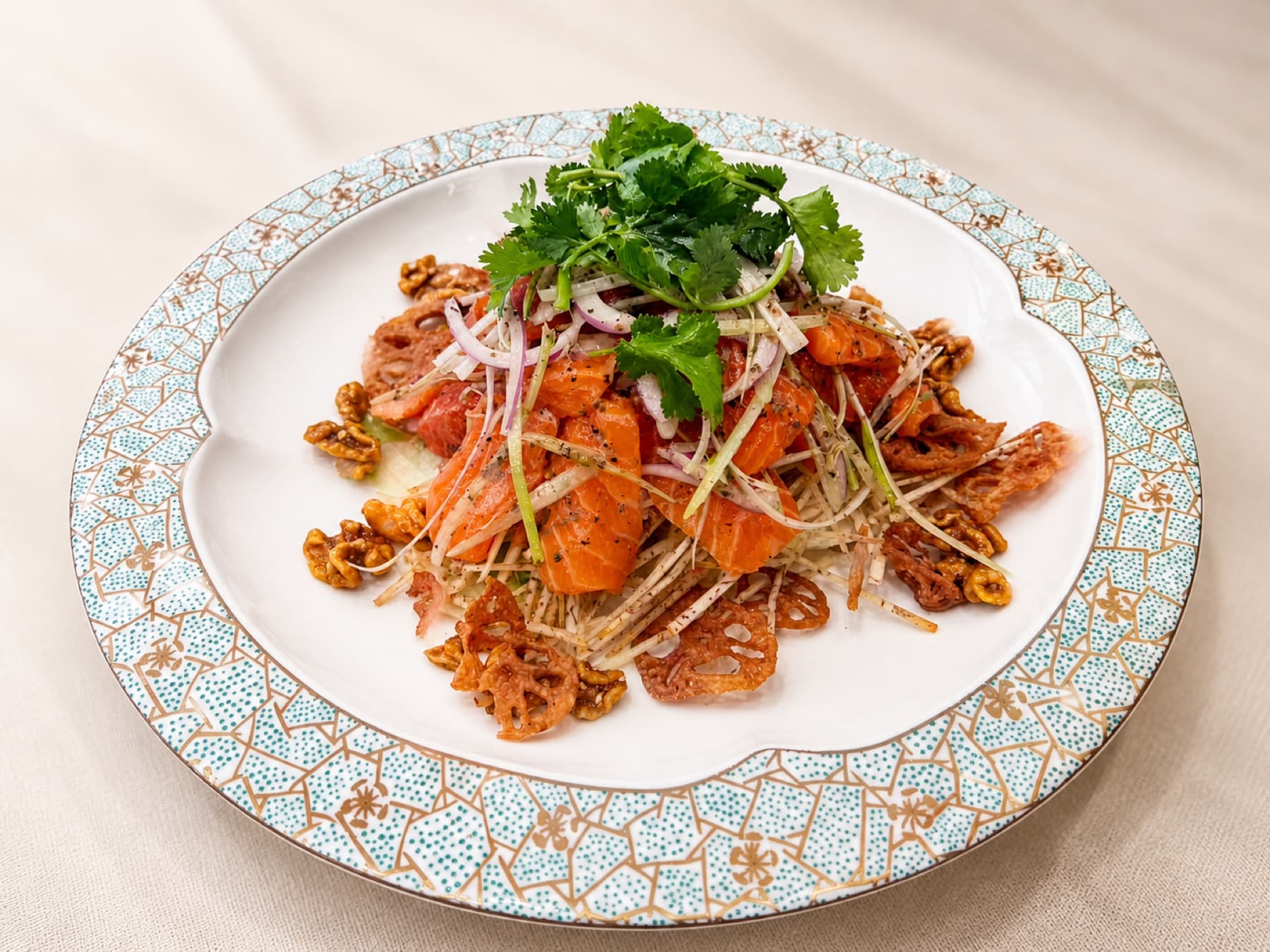 Black truffle salmon toss