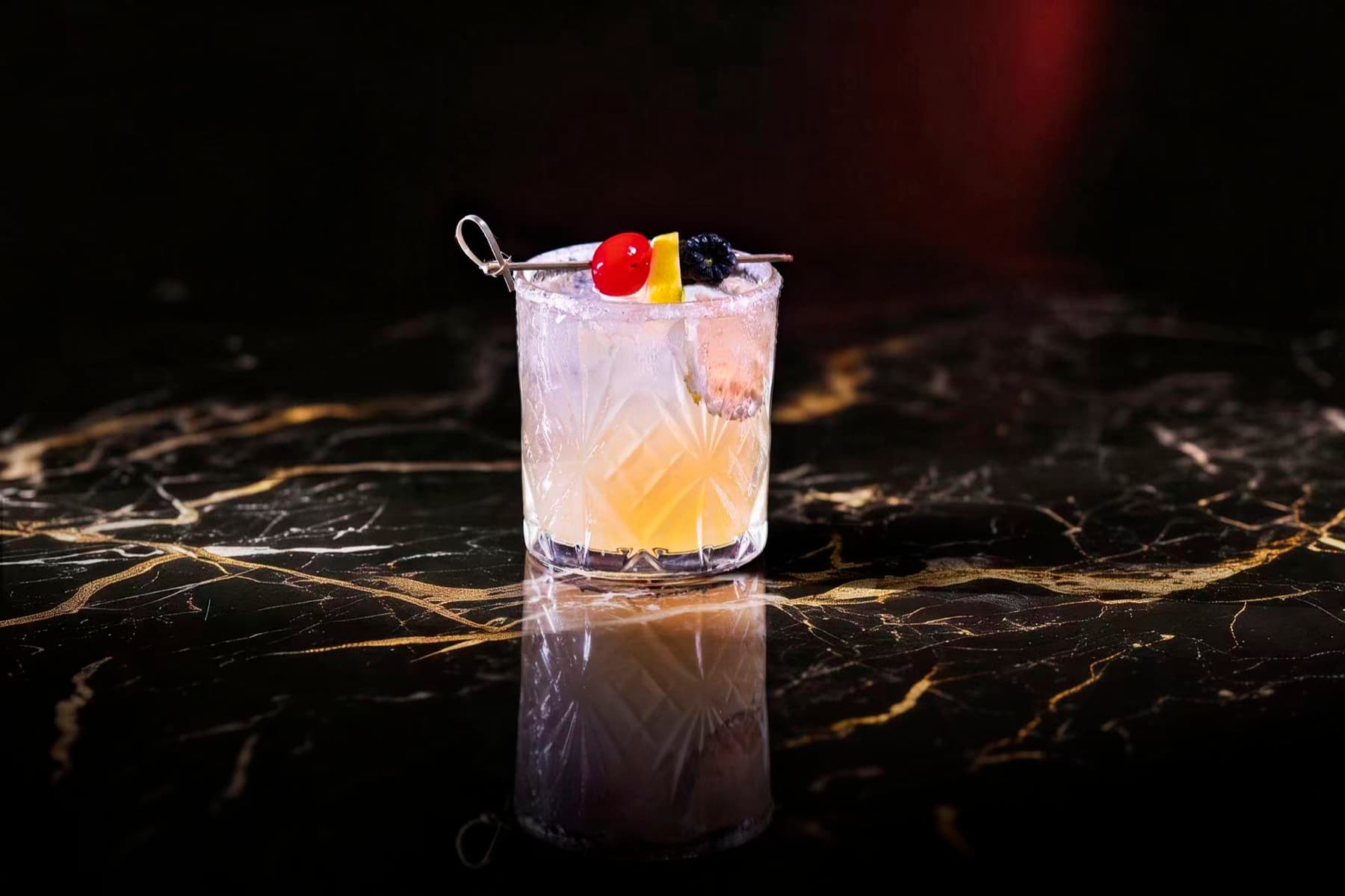 Golden sour cocktail from the lounge bar