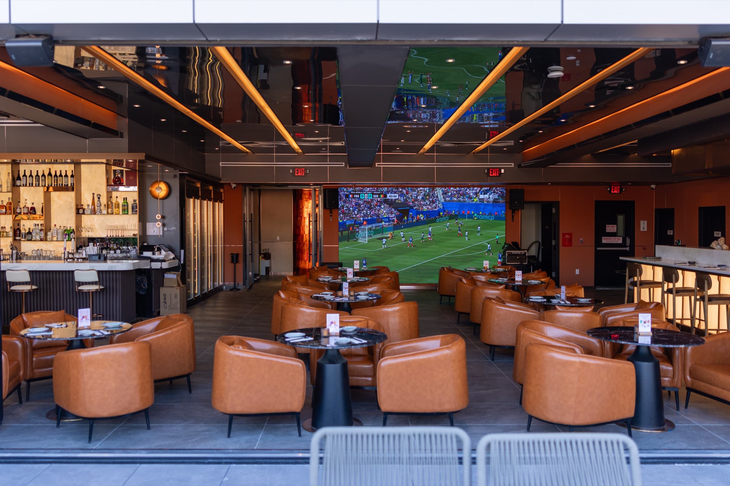 Lounge with the floor's LED media wall