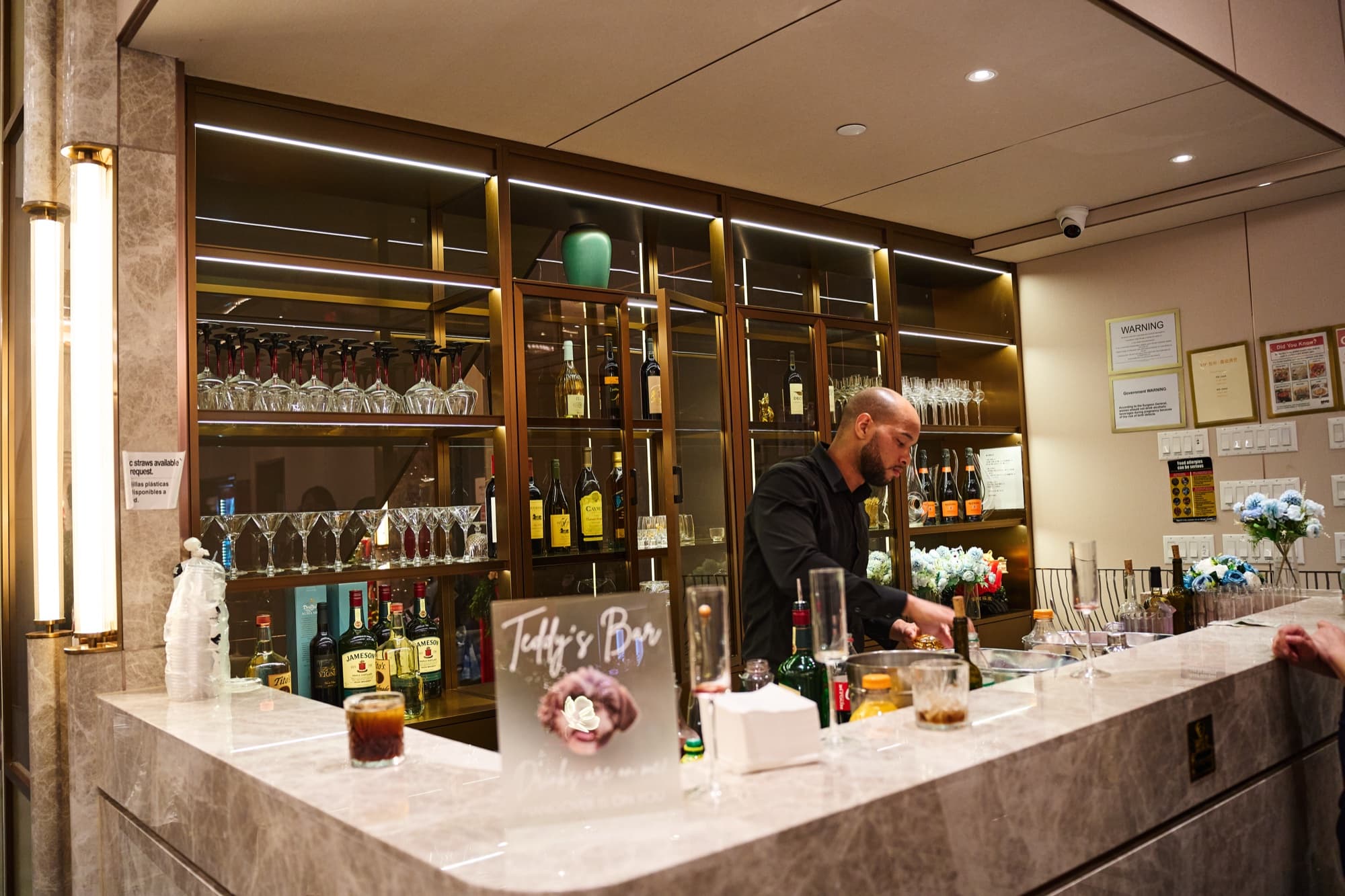 Bar with marble counter