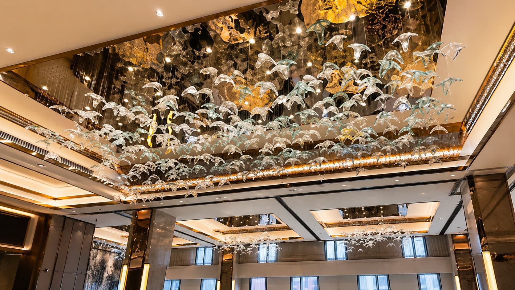 Crystal chandelier in the grand ballroom
